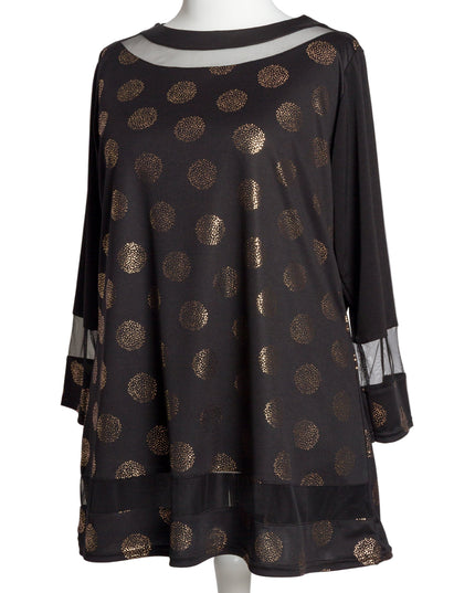 Tunică lejeră în mărimi mari cu accente din piele