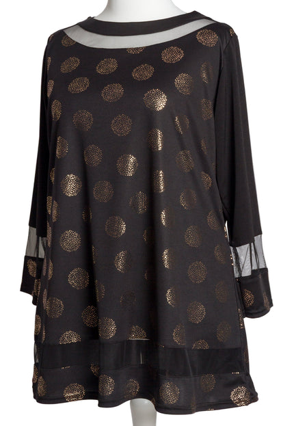 Tunică lejeră în mărimi mari cu accente din piele