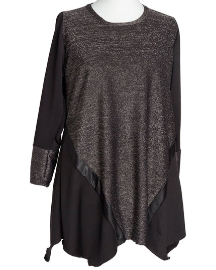 Tunică lejeră în mărimi mari cu accente din piele