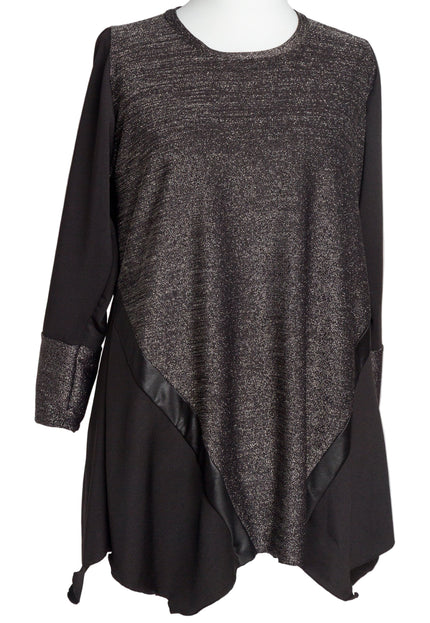 Tunică lejeră în mărimi mari cu accente din piele