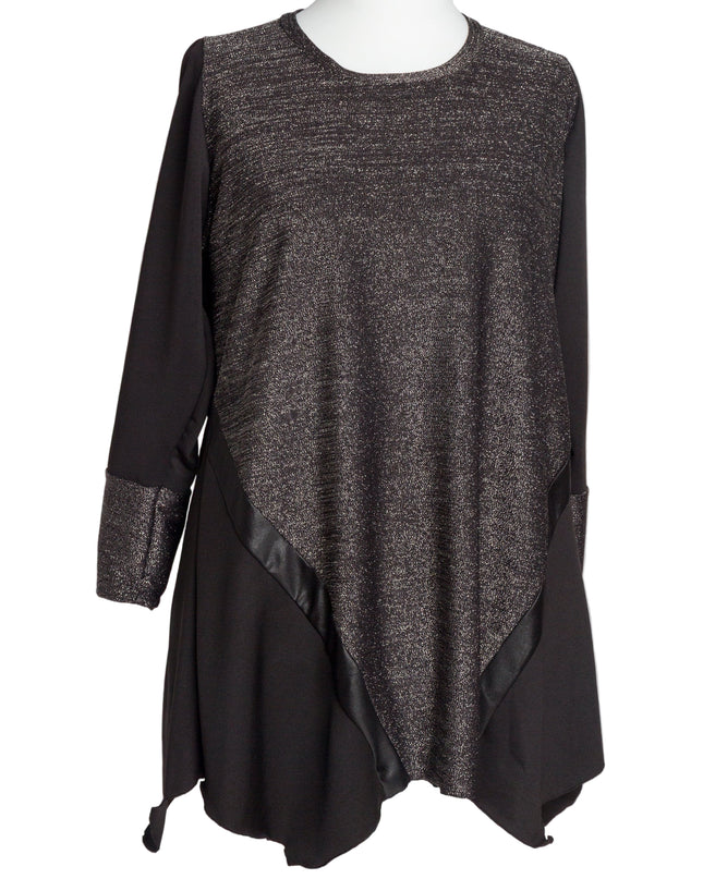 Tunică lejeră în mărimi mari cu accente din piele