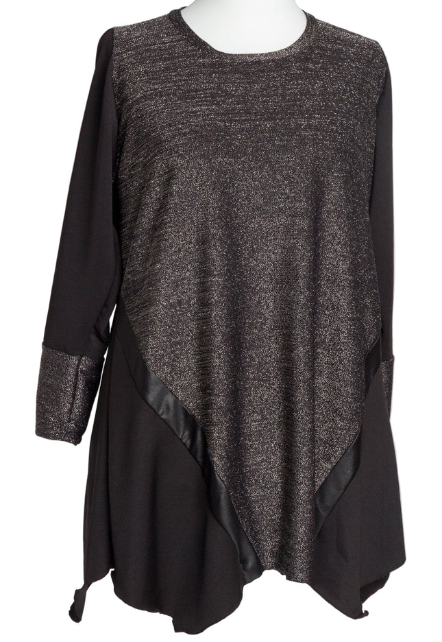 Tunică lejeră în mărimi mari cu accente din piele