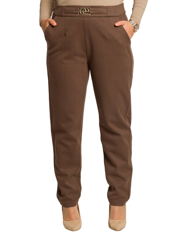 Pantaloni negri cu buzunare și legături, mărimi mari