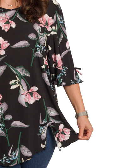 Tunică lejeră în mărimi mari cu accente din piele