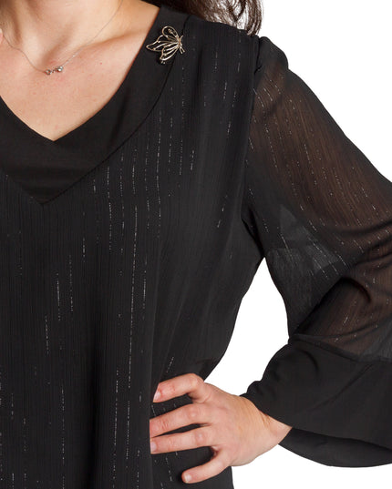 Tunică lejeră în mărimi mari cu accente din piele