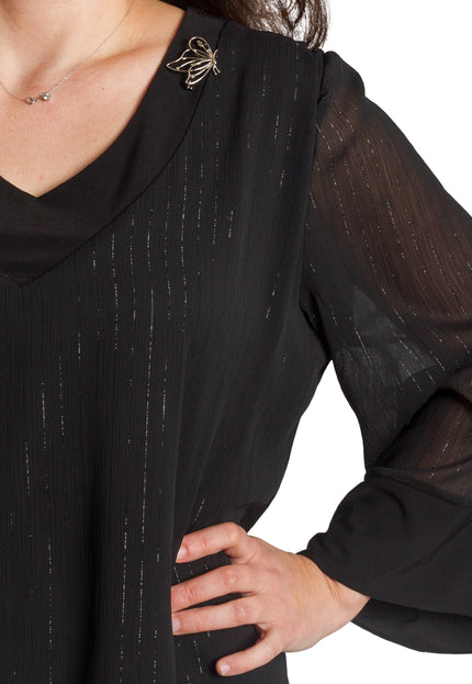 Tunică lejeră în mărimi mari cu accente din piele