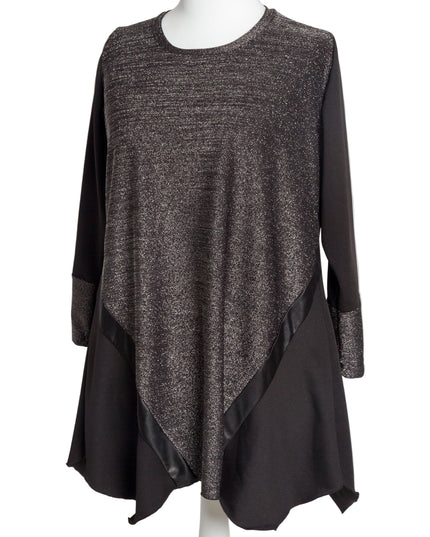 Tunică lejeră în mărimi mari cu accente din piele