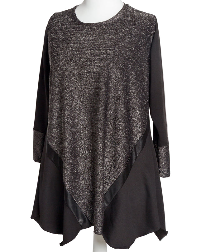 Tunică lejeră în mărimi mari cu accente din piele