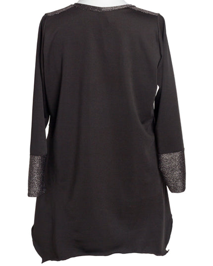 Tunică lejeră în mărimi mari cu accente din piele