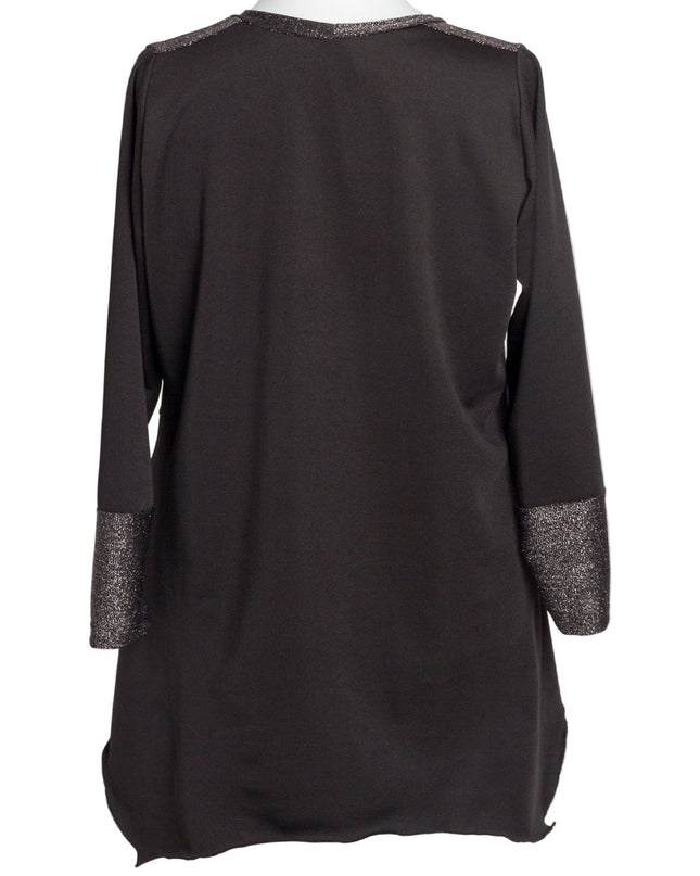 Tunică lejeră în mărimi mari cu accente din piele