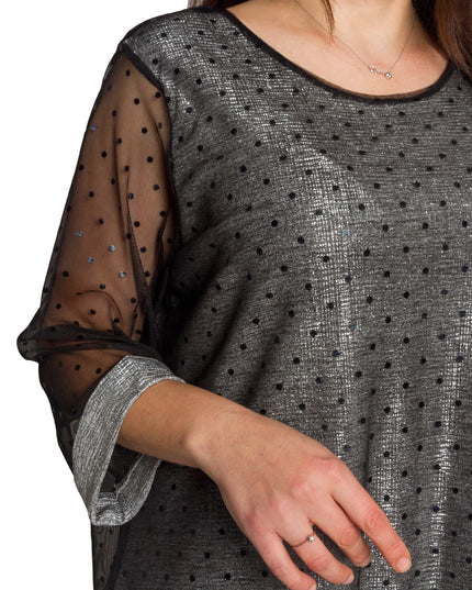 Tunică lejeră în mărimi mari cu accente din piele