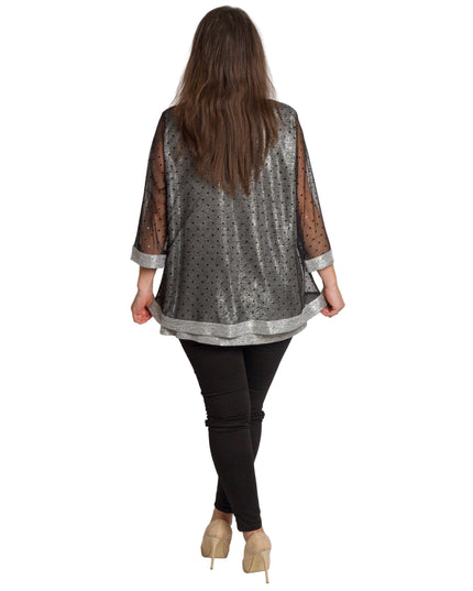 Tunică lejeră în mărimi mari cu accente din piele