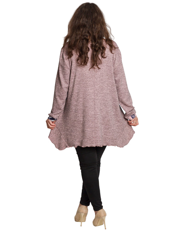 Tunică lejeră în mărimi mari cu accente din piele