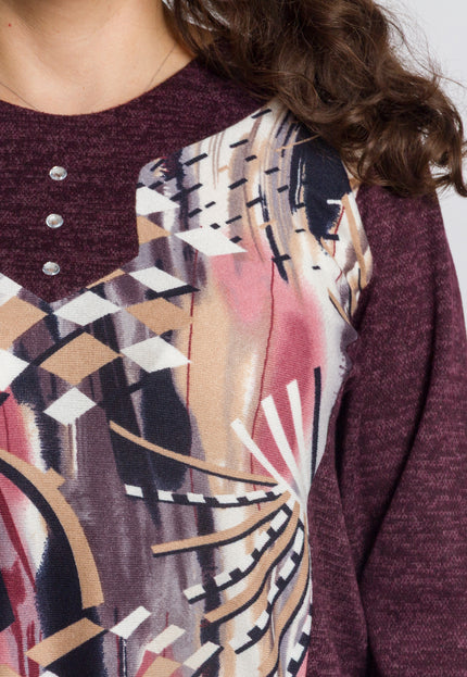 Tunică lejeră în mărimi mari cu accente din piele