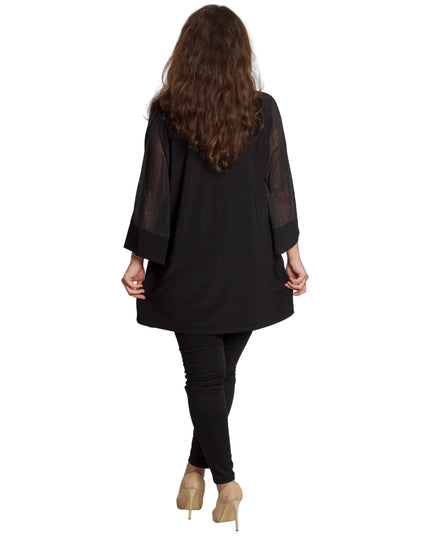 Tunică lejeră în mărimi mari cu accente din piele