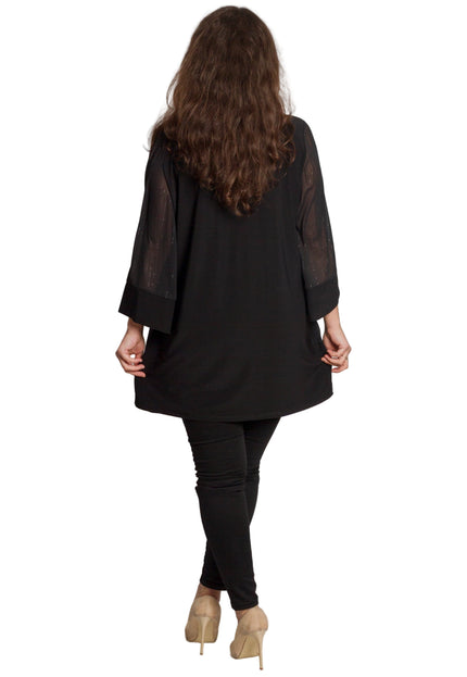 Tunică lejeră în mărimi mari cu accente din piele