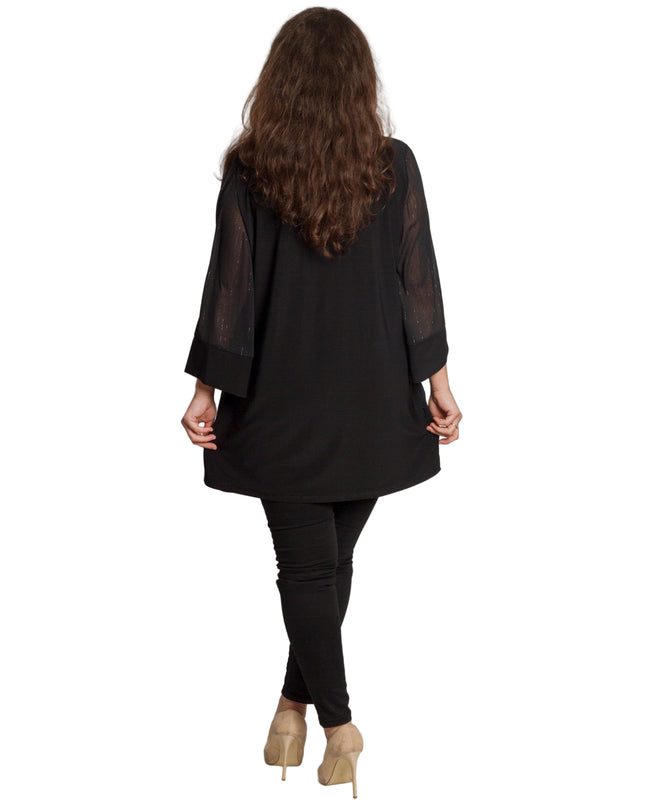 Tunică lejeră în mărimi mari cu accente din piele