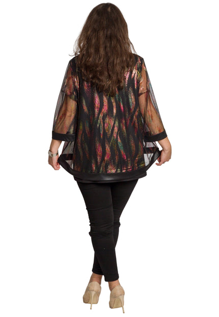 Tunică lejeră în mărimi mari cu accente din piele