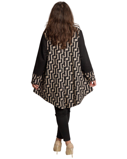 Tunică lejeră în mărimi mari cu accente din piele