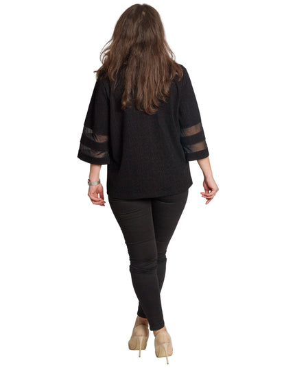 Jachetă maxi formală decorată cu elemente subtile cu sclipici