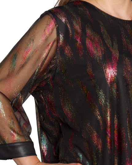 Tunică lejeră în mărimi mari cu accente din piele