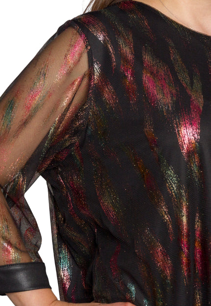 Tunică lejeră în mărimi mari cu accente din piele