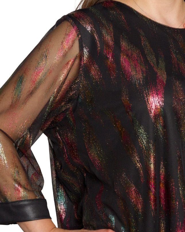 Tunică lejeră în mărimi mari cu accente din piele