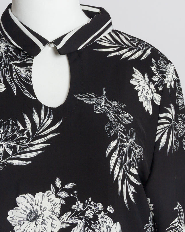 Tunică lejeră în mărimi mari cu accente din piele