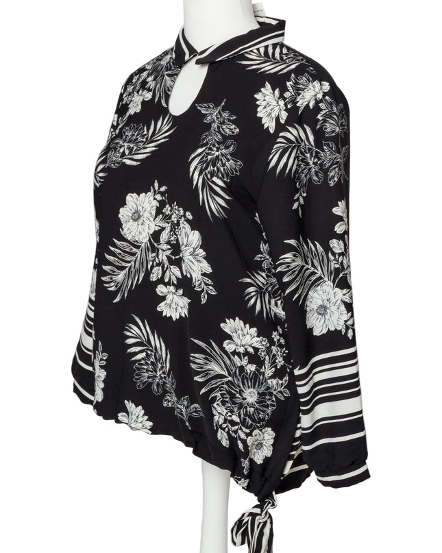 Tunică lejeră în mărimi mari cu accente din piele