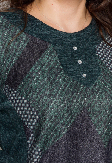 Tunică lejeră în mărimi mari cu accente din piele