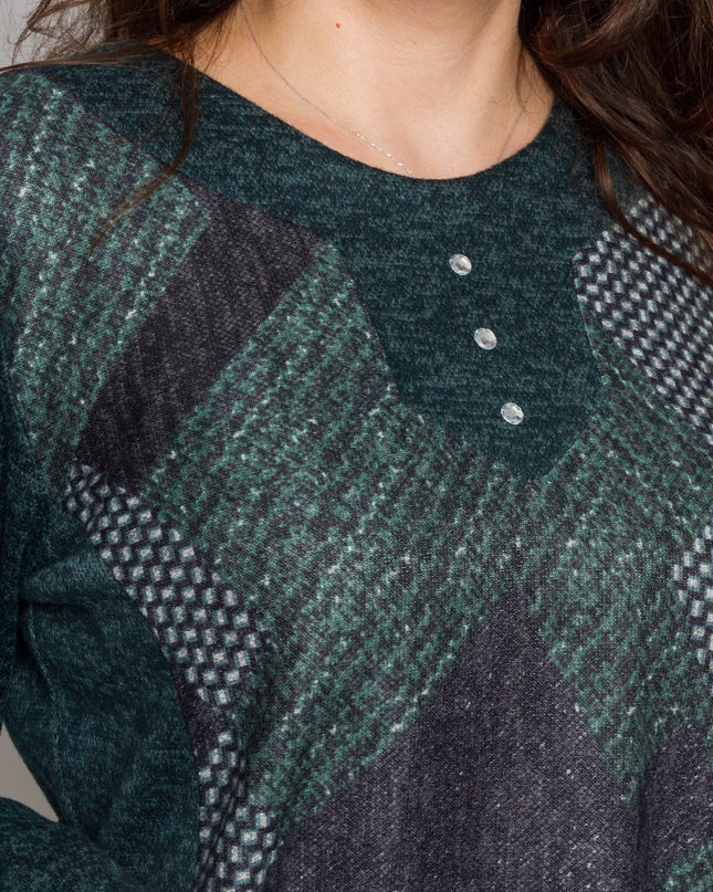 Tunică lejeră în mărimi mari cu accente din piele