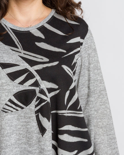 Tunică lejeră în mărimi mari cu accente din piele