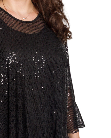 Tunică lejeră în mărimi mari cu accente din piele