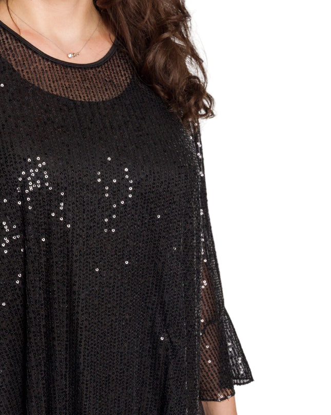 Tunică lejeră în mărimi mari cu accente din piele