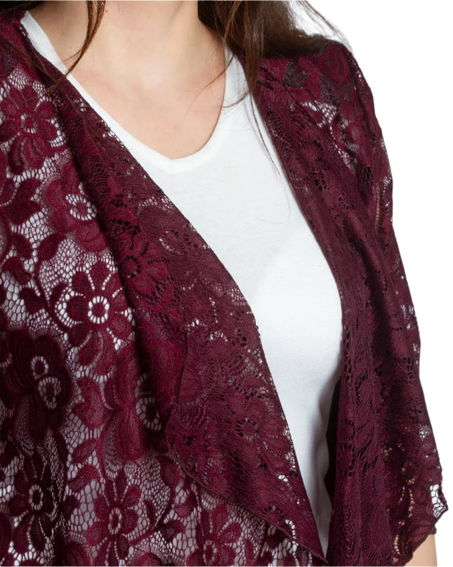 Blazer elegant din dantelă în culoare bordo