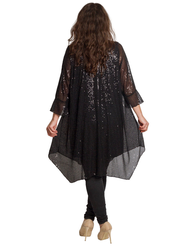 Tunică lejeră în mărimi mari cu accente din piele