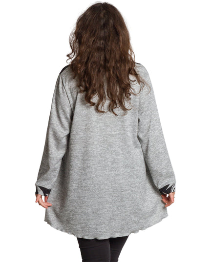 Tunică lejeră în mărimi mari cu accente din piele