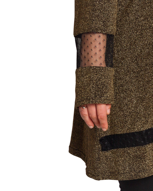 Официална златиста туника в блястящ десен и големи размери