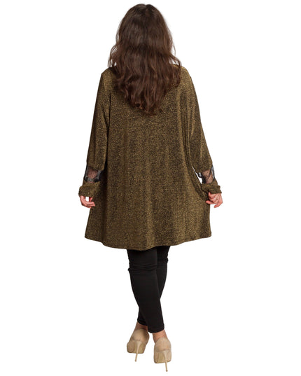 Официална златиста туника в блястящ десен и големи размери