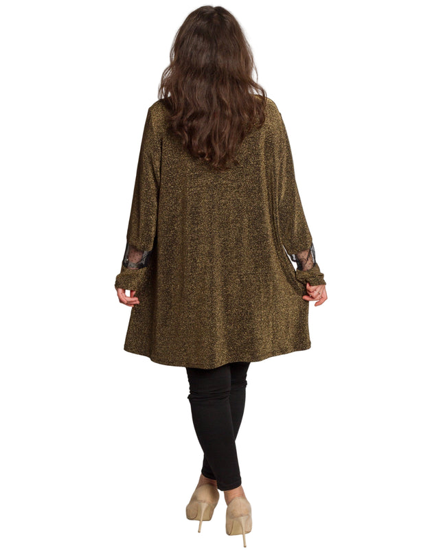 Официална златиста туника в блястящ десен и големи размери