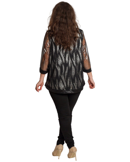 Tunică lejeră în mărimi mari cu accente din piele