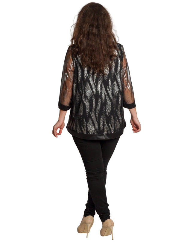 Tunică lejeră în mărimi mari cu accente din piele