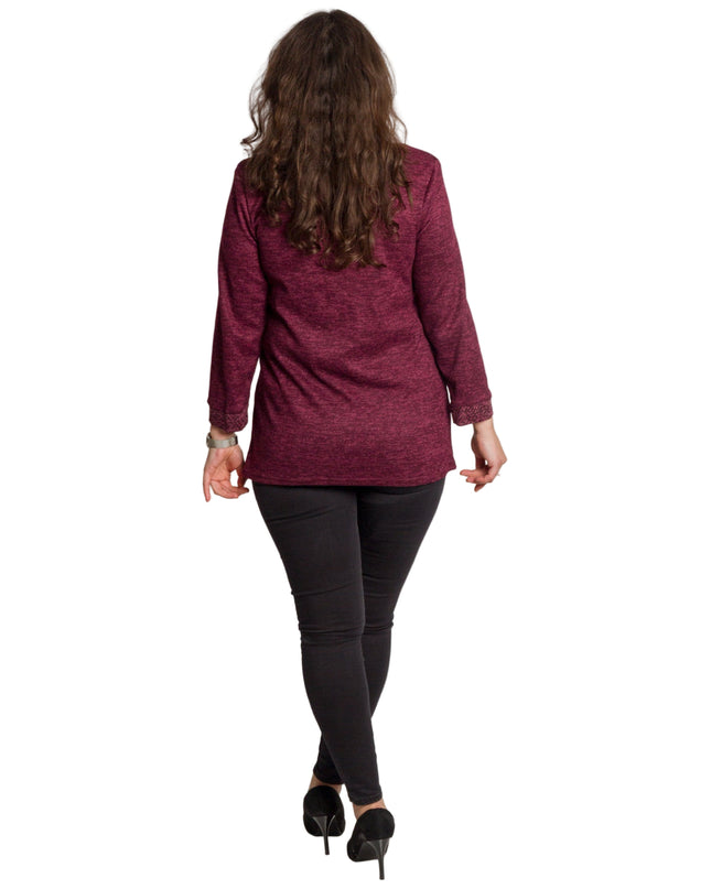 Tunică lejeră în mărimi mari cu accente din piele