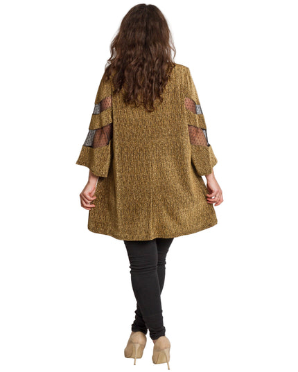 Tunică lejeră în mărimi mari cu accente din piele