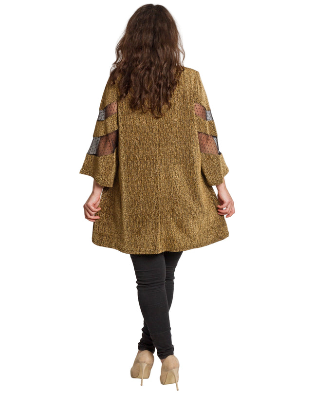 Tunică lejeră în mărimi mari cu accente din piele