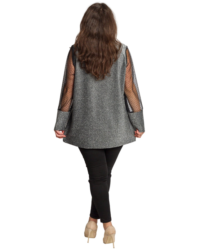 Tunică maxi formală cu tul și mâneci 3/4