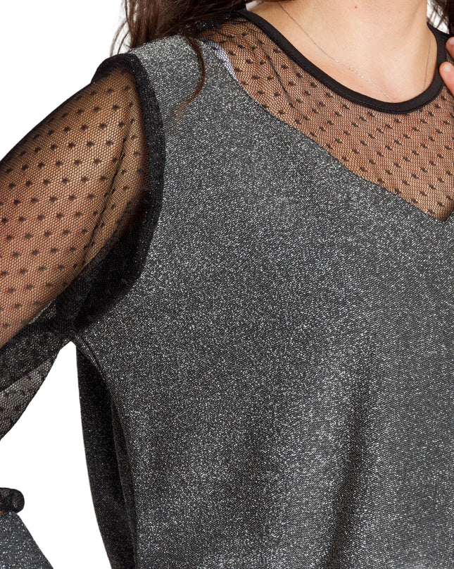 Tunică maxi formală cu tul și mâneci 3/4