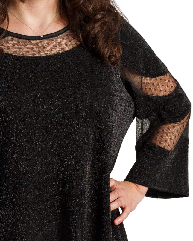 Tunică lejeră în mărimi mari cu accente din piele