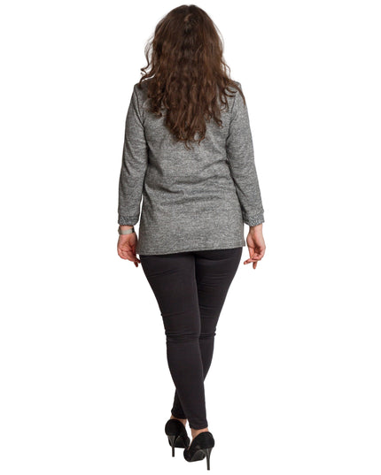 Tunică lejeră în mărimi mari cu accente din piele