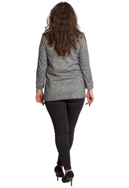 Tunică lejeră în mărimi mari cu accente din piele